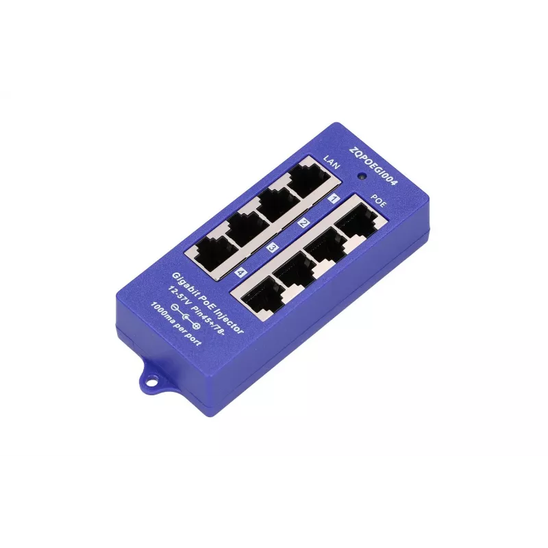 PoE injektor Extralink Gigabit 4-portový, 4x 1000Mb/s RJ45, 48V, modrá/čierna