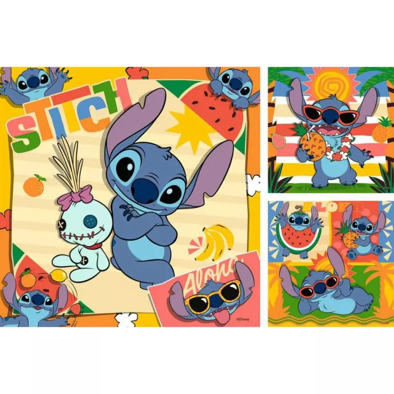 Detské puzzle Ravensburger Disney Stitch — 3 x 49 dielikov, vhodné pre deti