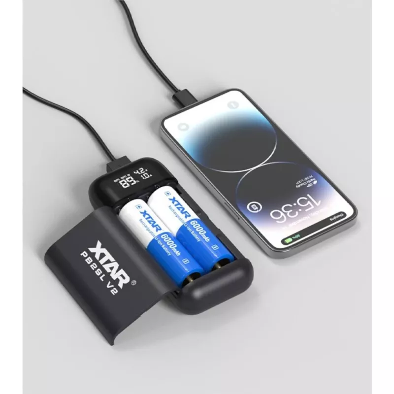 Nabíjačka / powerbank pre Li-Ion batérie 18650 / 20700 / 21700 Xtar PB2SL V2 čierna