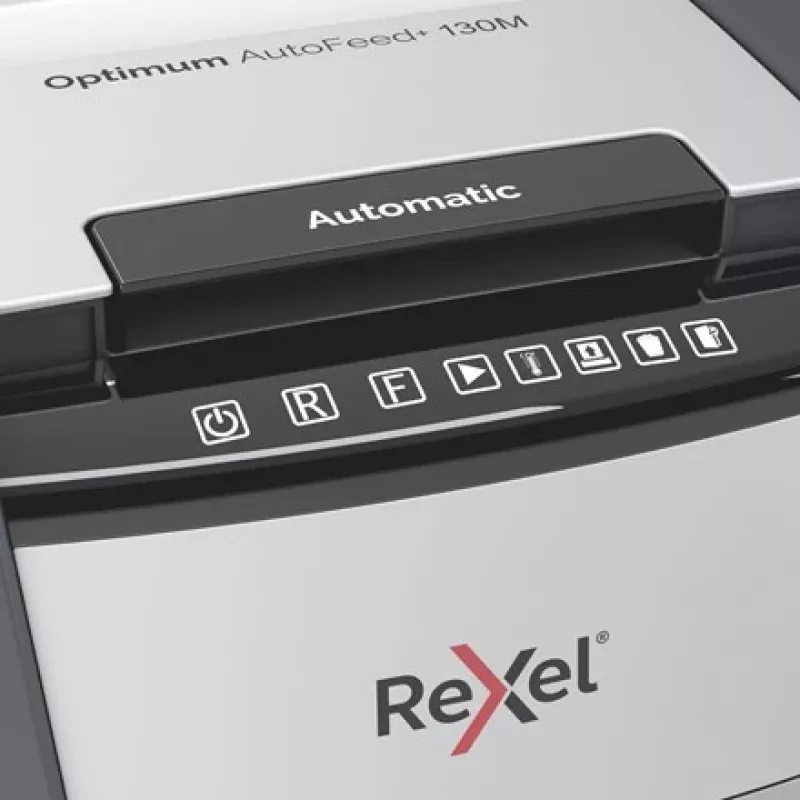 Rexel Optimum AutoFeed+ 130M skartovač papiera, mikrorez 2 x 15 mm, P-5, 130 listov, kôš 44 l