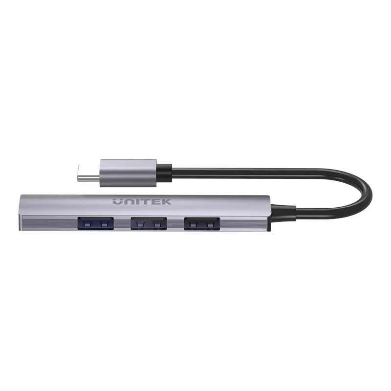 USB-C hub Unitek H1208B — 1x USB-A 5 Gbit/s, 3x USB-A 2.0, USB-C host, hliníkové puzdro, 0,20 m kábel