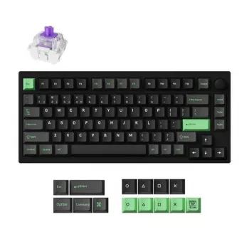 Mechanická klávesnica Keychron P1 H-M1Z 75% káblová & bezdrôtová USB, RF, Bluetooth 5.2, RGB podsvietenie, čierna, batéria až 100 h, USB-C