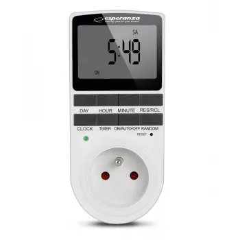 Digitálny odpočítavací časovač ESPERANZA ELA101 — 99-minútový časovač, LCD displej, 230V AC, 16A
