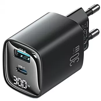 Nabíjačka usams CC229 30W GaN USB-C a USB LED kompaktná cestovná nabíjačka
