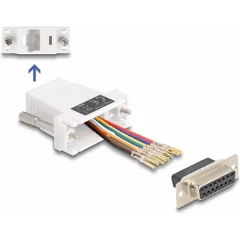 DeLOCK D-Sub 15-polový konektor samica na RJ45 konektor samica montážna sada biela VGA RJ-45