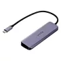 USB hub Unitek P5+ — 5 portov (4 × USB 3.2 Gen 2 Type-A), USB 3.2 Gen 1 host, 5 Gbit/s, 10 W PD, hliník, sivý