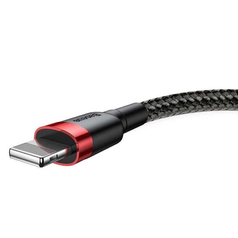 USB-A na Lightning kábel Baseus Cafule 2.4A QC 3.0, 1 m — čierny/červený