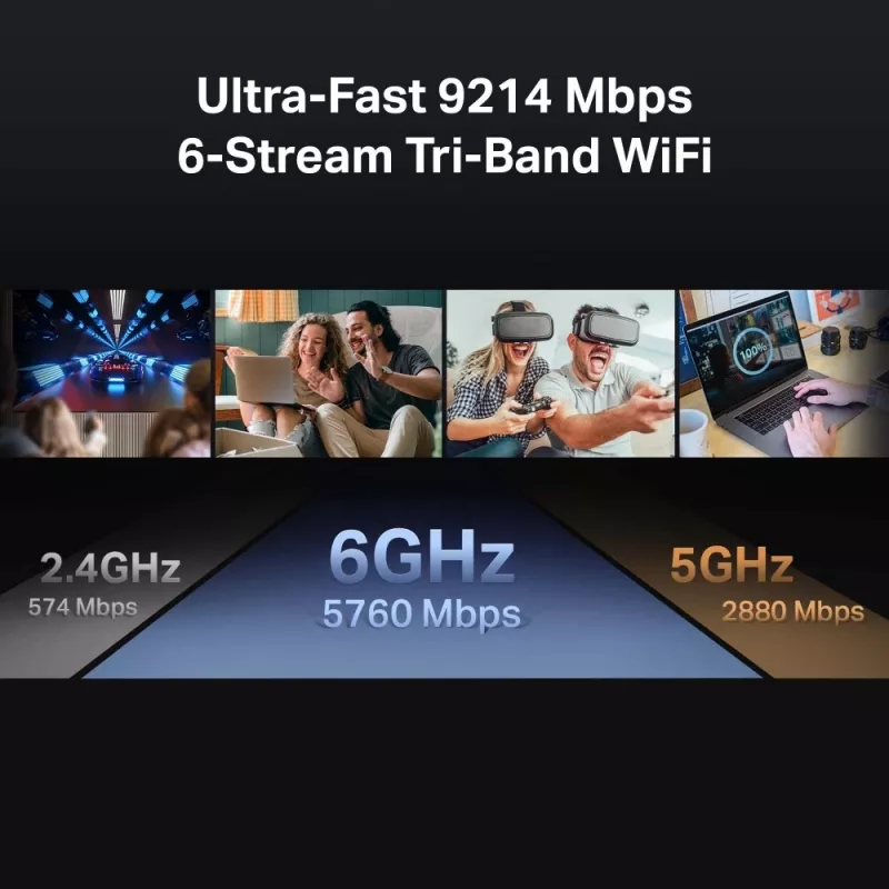 TP-Link Archer BE9300 Tri-Band-Wi-Fi-7 router, Wi-Fi 7 (802.11be), Tri-Band (2.4 GHz / 5 GHz / 6 GHz), Ethernet LAN, čierny, stolný router