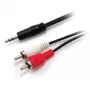 Equip 3,5 mm samec na 2x RCA samec stereo audio kábel, 2,5 m, 3,5 mm, samec, 2 x RCA, samec, 2,5 m, čierna