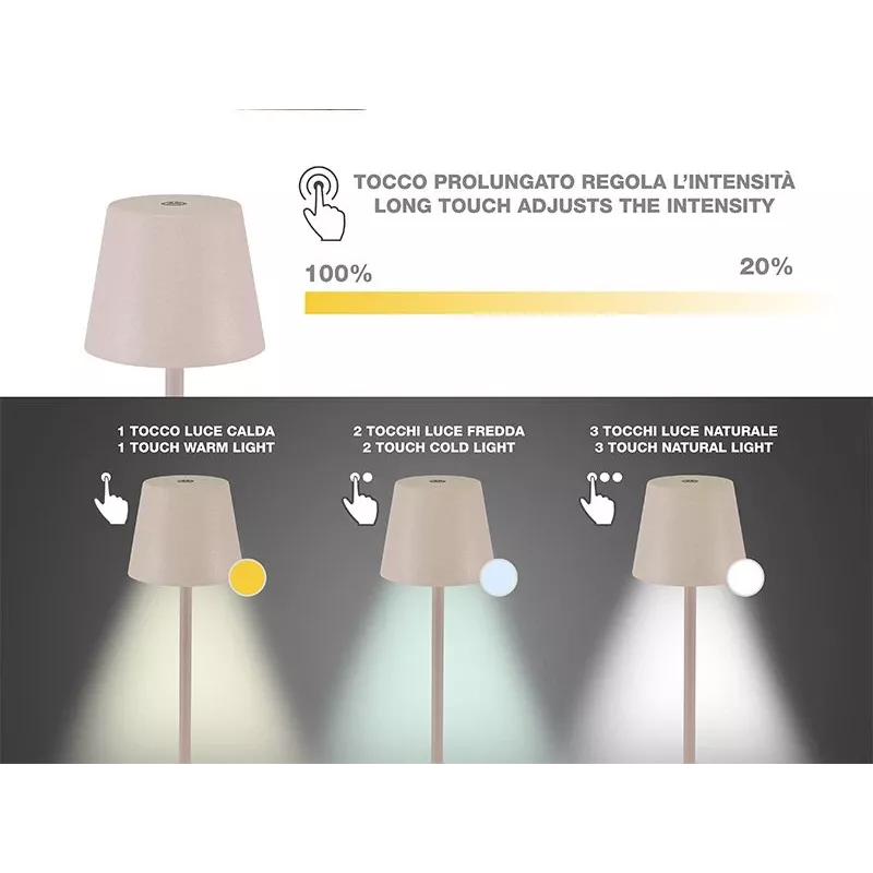 Beper P207ILI202 nabíjateľná stolová LED lampa, dotykový spínač, stmievateľná, púdrová
