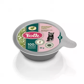 FOLK Kitten jemné morčacie jedlo - mokré krmivo pre mačky - 85g