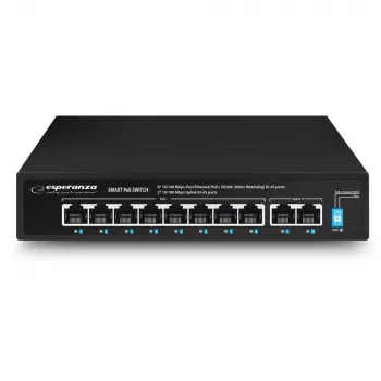 Esperanza ENS106 10-portový PoE switch 10/100 96 W