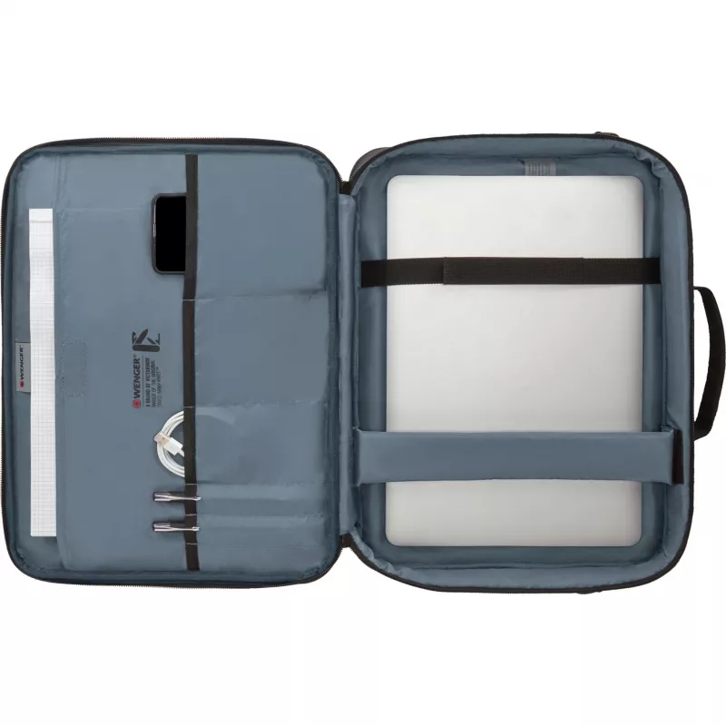 Taška na notebook Wenger BQ 16 Clamshell — vodeodolné čierne puzdro pre 16-palcové notebooky, robustné ochranné puzdro