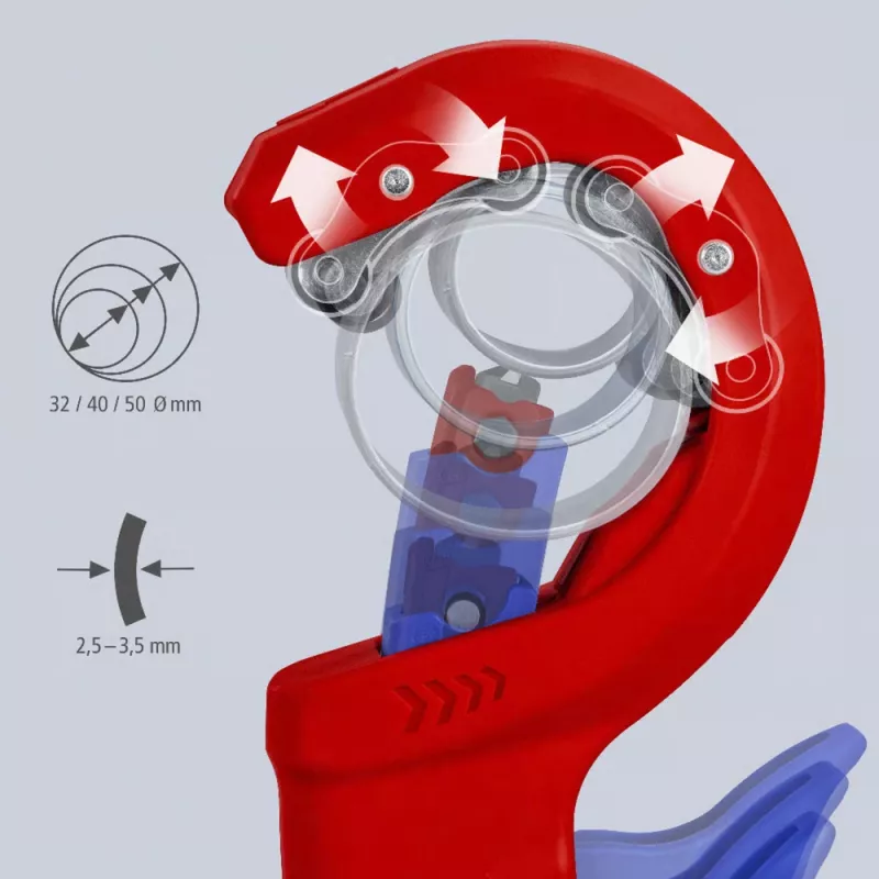 Rezačka rúr Knipex DPT50 90 23 02 BK — kapacita rezania 50 mm, model 90 23 02 BK