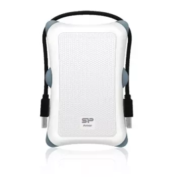 Puzdro na pevný disk Silicon Power Armor A30 — 2,5 palca, jeden slot, USB 3.2 Gen 1, biela, plast/guma