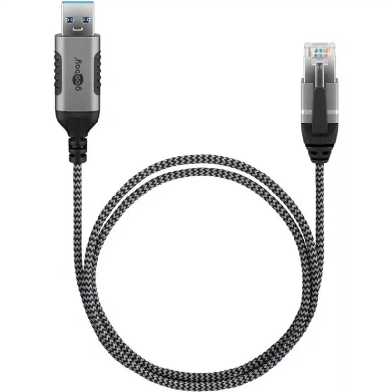 Goobay Ethernet kábel USB-A 3.0 na RJ45 tenký 3 m – prepája router, modem alebo (74396)