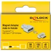 DeLOCK - Thunderbolt / USB-C adaptér - USB-C (M) magnetický na USB-C (W) - USB 3.2 Gen 2 / Thunderbolt 3 4,5 A - podpora 8K - strieborný (66433)