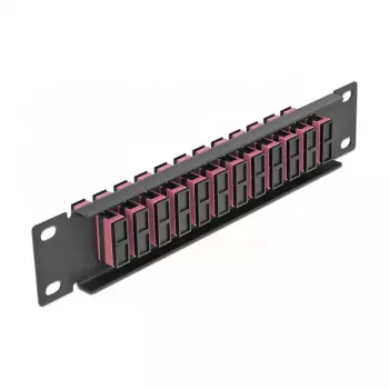 Optický patch panel DeLOCK 10 inch 12 portov SC Duplex fialová 1U čierna