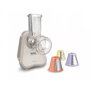 Elektrický krájač zeleniny Tefal Fresh Express DN853BE0 — 150 W, 3 vymeniteľné nástavce, 1 rýchlosť, krémová