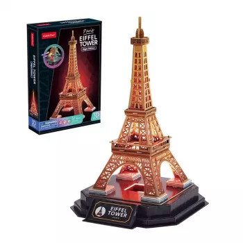 3D puzzle Cubicfun Eiffelova veža nočná edícia LED od cubicfun model 306-L534H – osvetlené architektonické 3D puzzle