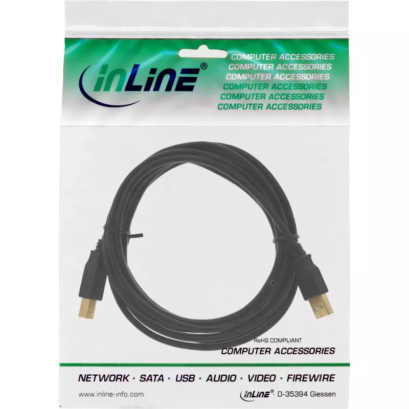 Microconnect USBAB5G USB kábel USB 2.0 5 m USB A USB B čierny