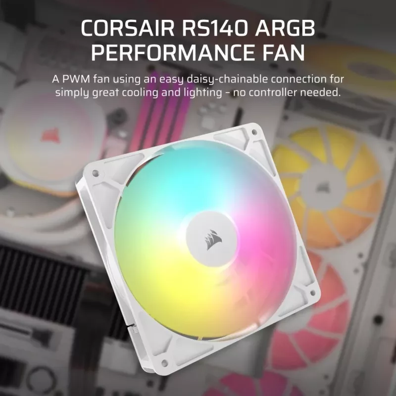 Ventilátor Corsair RS140 ARGB 14 cm biely 330-1700 ot/min