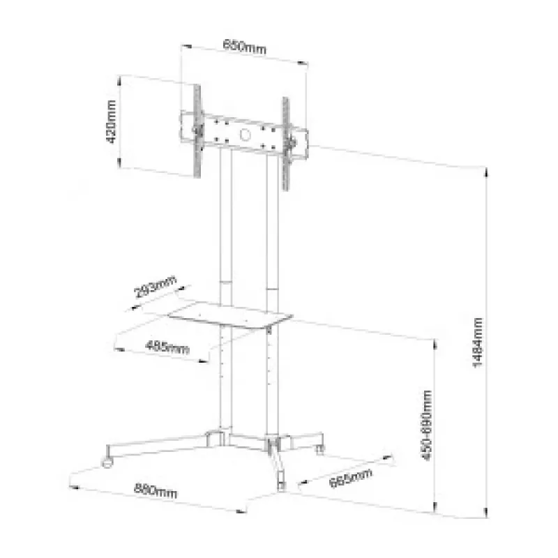 ART STO S-08A mobilný TV vozík s držiakom pre obrazovky 30-65 palcov, max. 60 kg