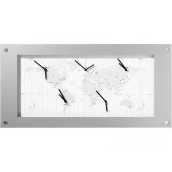 NeXtime hodiny B1009065 Time Zone, 39x90 cm, biele/strieborné