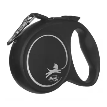 Flexi Black Design M, navíjacia vôdzka so šnúrou, 5 m, pre stredne veľké psy (10–25 kg), max. zaťaženie 20 kg