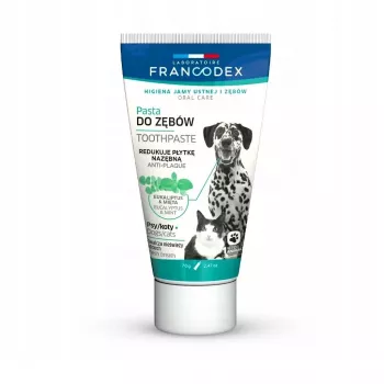Zubná pasta FRANCODEX pre psa a mačku 70 g — prevencia zubného kameňa, tuba