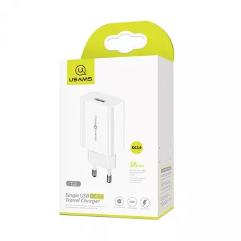 Nabíjačka usams T22 18W QC 3.0 s USB-C káblom — 18W rýchlonabíjačka, Quick Charge 3.0