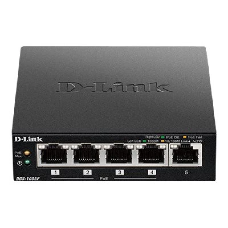 D-Link DGS-1005P/E sieťový switch unmanaged Gigabit Ethernet (10/100/1000) Power over Ethernet (PoE) čierny