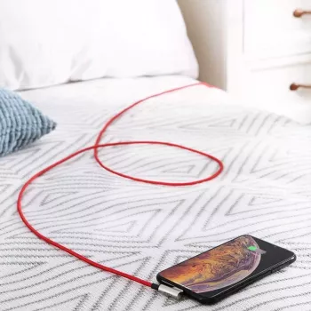USB na Lightning kábel Aukey CB-AL01 červený – nylonový oplet, Lightning konektor pre zariadenia Apple