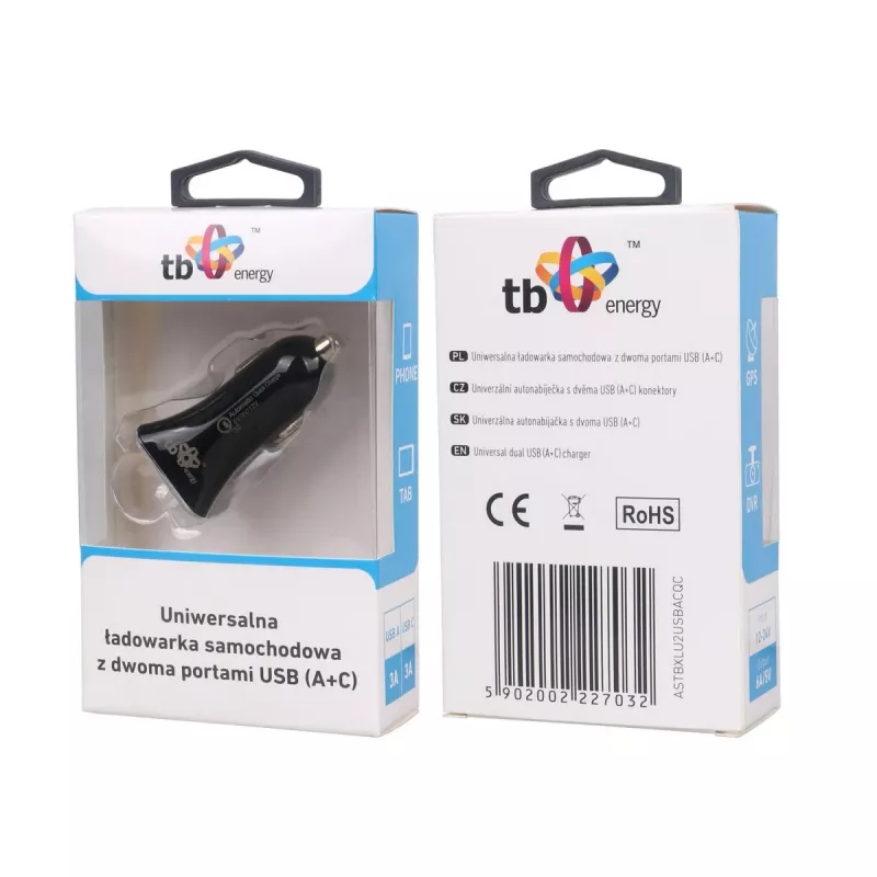 Univerzálna nabíjačka do auta USB a+c Qc Tb ASTBXLU2USBACQC