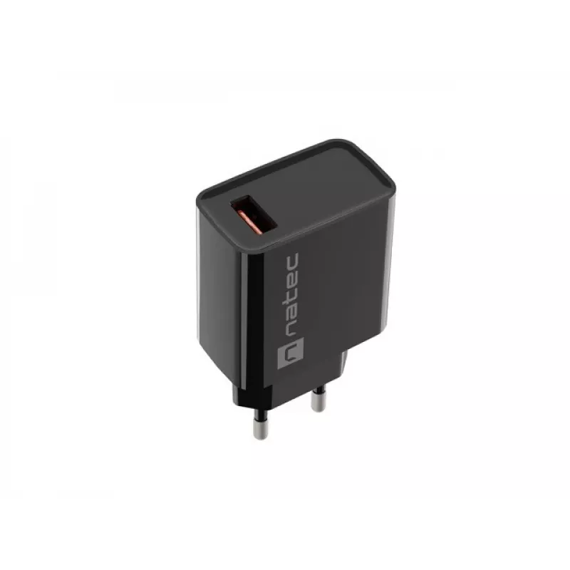 Natec Ribera NUC-2058 sieťová nabíjačka, 18 W, 1x USB-A, do 3 A, Quick Charge 3.0, Samsung AFC, Huawei FCP/SCP, čierna