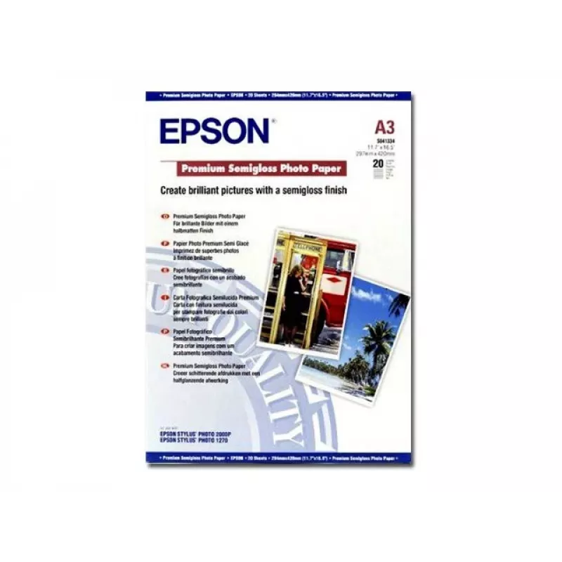Epson Premium Semigloss fotopapier, DIN A3, 251 g/m², 20 listov