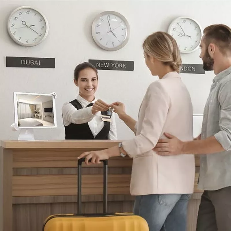 Barkan T71HL stolový stojan na tablet so zámkom 7–14 palcov, otočný o 360°, biely
