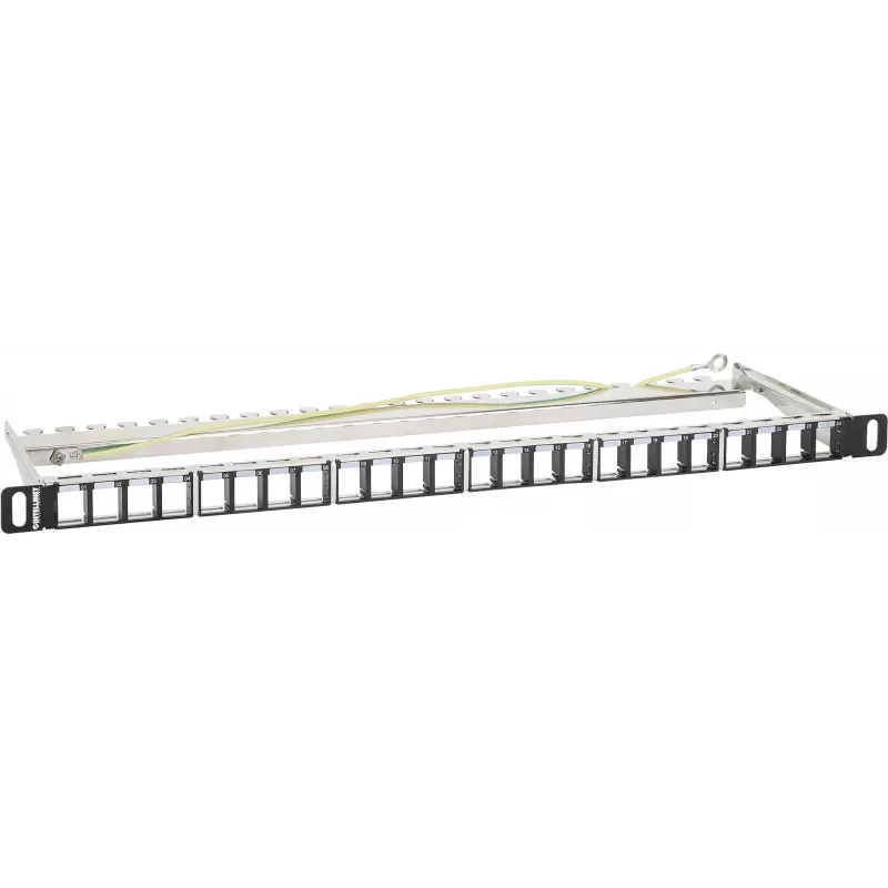 Prázdny Keystone patch panel Intellinet 721011, 24-portový, 0,5U, tienený, 19 palcov
