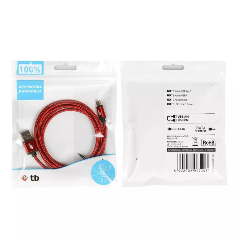 TB USB - USB C kábel 1,5 M rubínový (AKTBXKUCSBA150M)