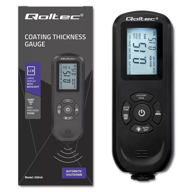 Merač hrúbky vrstvy QOLTEC 50646 LCD 0–2000 µm