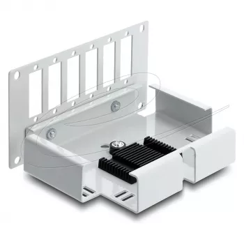 Patch panel DELOCK 6-portový optický pre SC Duplex alebo LC Quad, sivý kov, montáž na DIN lištu