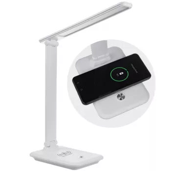 LED stolná lampa MACLEAN MCE616W 9W s integrovanou Qi bezdrôtovou nabíjačkou