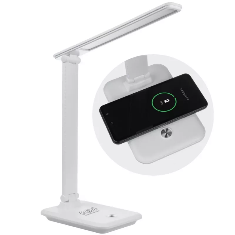 LED stolná lampa MACLEAN MCE616W 9W s integrovanou Qi bezdrôtovou nabíjačkou