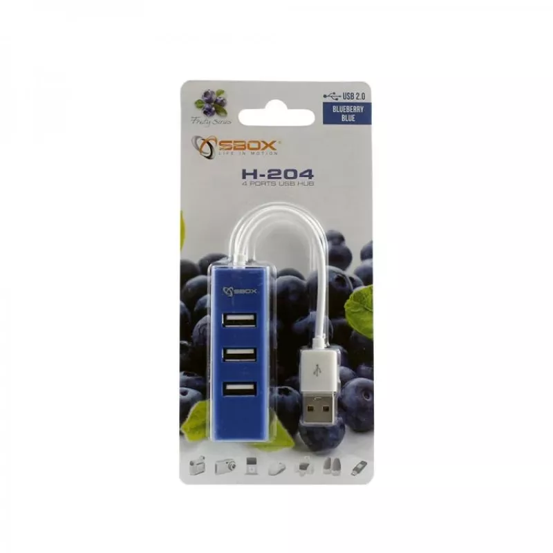 Sbox H-204 USB 4-port USB HUB čučoriedkovomodrý