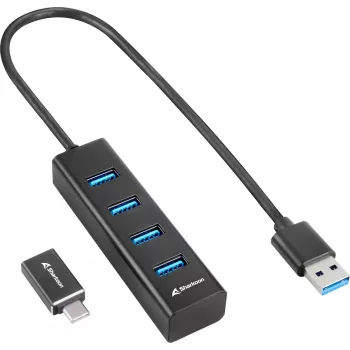 Sharkoon Interface Hub USB 3.2 Gen 1 (3.1 Gen 1) Type-C 5000 Mbit/s čierny