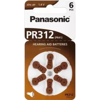 Batérie do načúvacích prístrojov Panasonic PR 312 zinko-vzdušné 170 mAh — balenie 6 ks