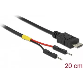 Delock Napájací kábel USB Micro-B na 2 x jednoduchú kolíkovú lištu, 20 cm