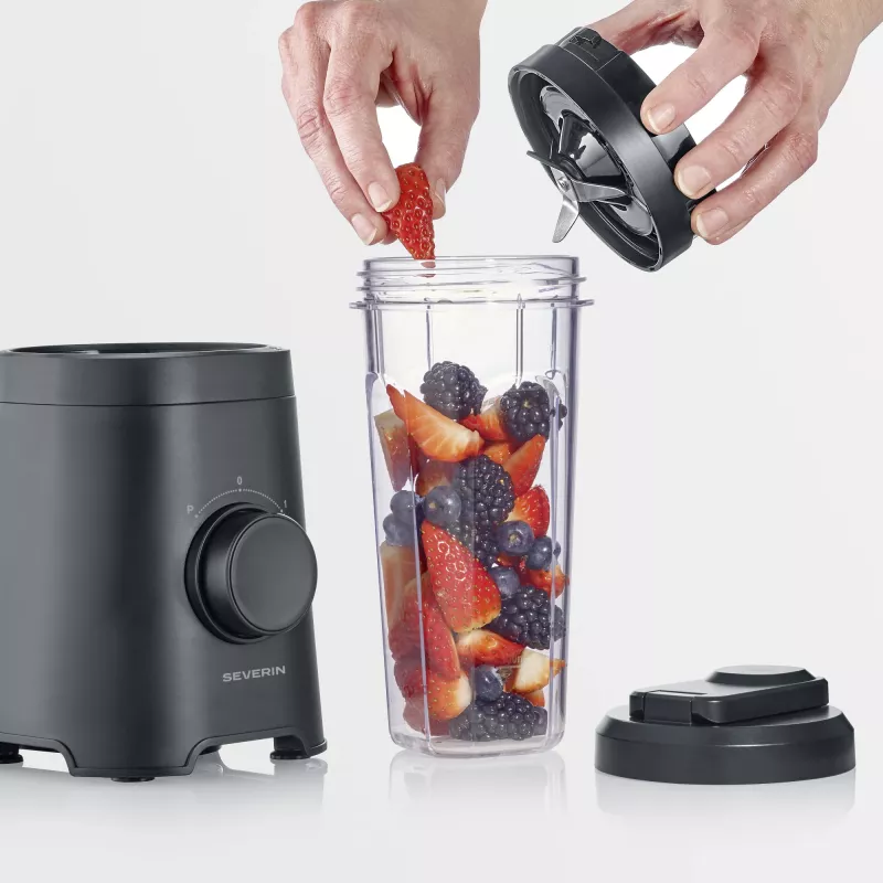 Stolový mixér SEVERIN SM 3743 — 0,6 l nádoba, 320 W, čierny, nehrdzavejúce nože
