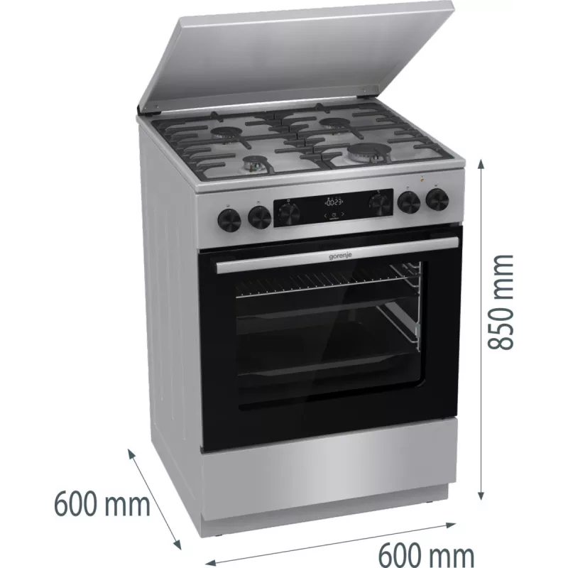 Gorenje GKS6C71XF voľne stojaci sporák s rúrou strieborný