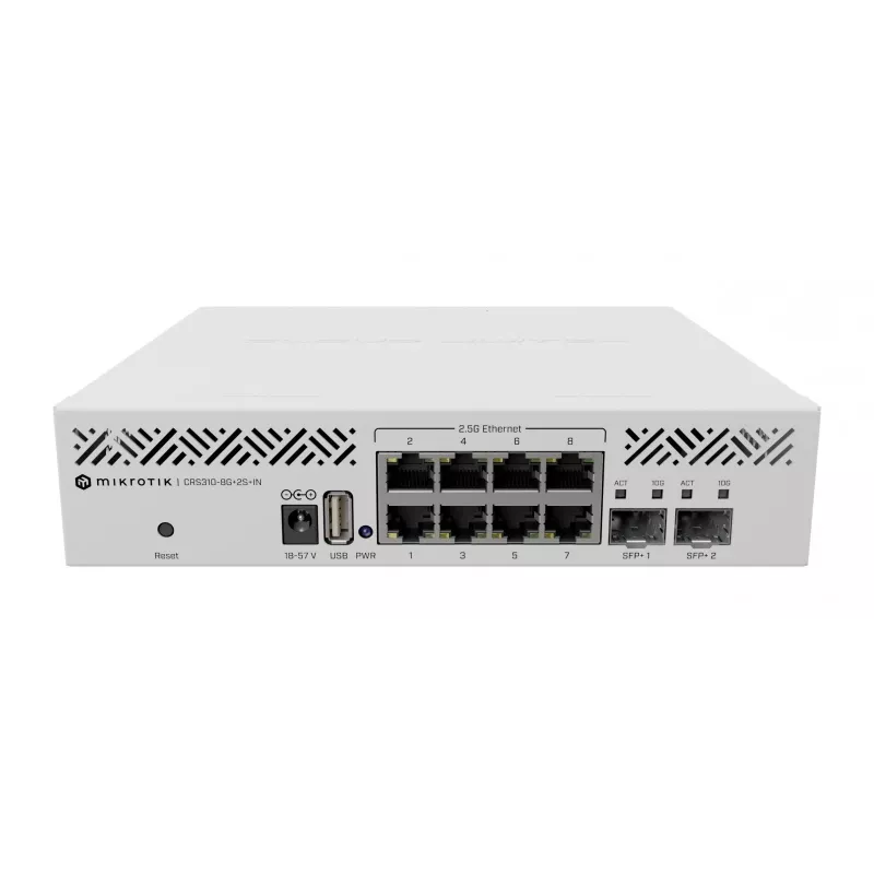 Spravovateľný switch MikroTik CRS310-8G+2S+IN, 8x 2,5G, 2x SFP+